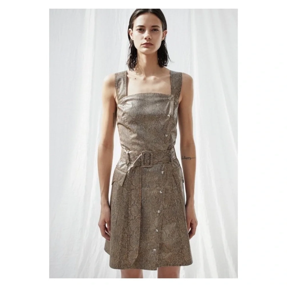 Nanushka Snake Print Belted Mini Dress Faux Leather Small